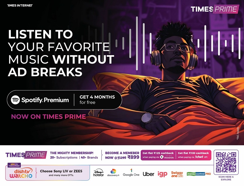 Times Prime Partners with Spotify to Offer Exclusive 4-Month Free Premium Membership for Members